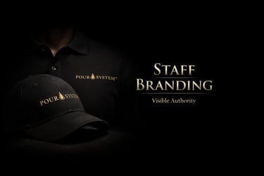 Staff branding example showing uniform and cap used to reinforce venue identity