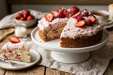 Bolo low carb de coco com morango
