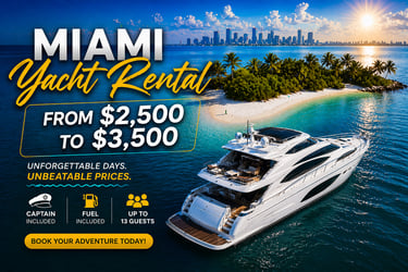 luxury yacht rental Miami 2500 to 3500 dollars premium yachts Miami Beach and Biscayne Bay