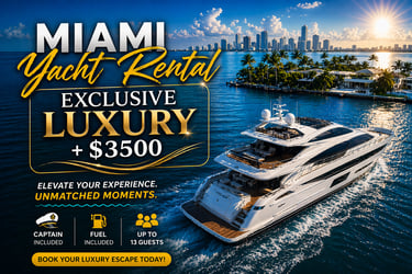 exclusive luxury yacht rental Miami over 3500 dollars premium private yacht experience Miami Beach