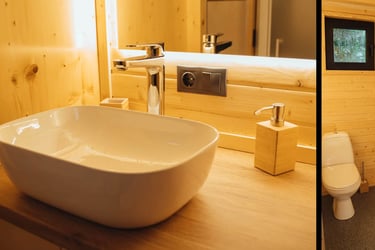 Tiny house bathroom white sink