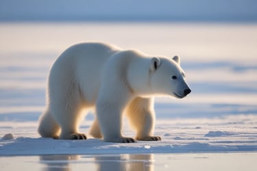 a polar bear cub on the ice in the arctic