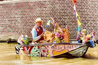 A music boat on the canals of Amsterdam