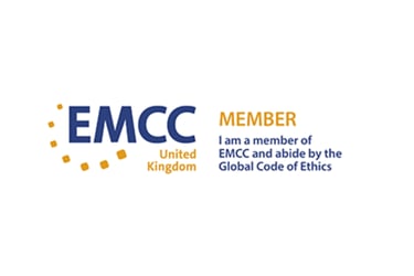 EMCC United Kingdom member logo stating adherence to the Global Code of Ethics for coaching and mentoring.
