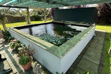 Raised block koi garden ponds