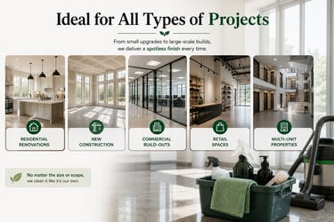 Professional cleaning services for residential renovations, new construction, and commercial build-outs.