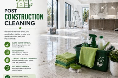 Professional post construction cleaning services for a spotless home with green cleaning supplies.