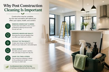 Professional post-construction cleaning service benefits for a newly renovated modern home interior.