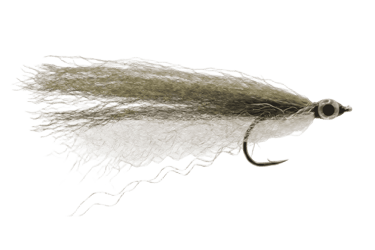 Hand-tied Green-back Glassy baitfish fly for South African saltwater fishing, part of the Riverland 