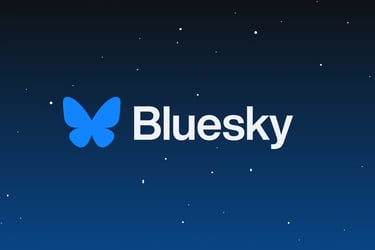 Image présentant le réseau social Bluesky : un papillon bleu dans l'espace