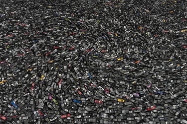 Chris Jordan Intolerable beauty a pile of a million old cell phones