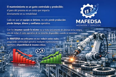 Mantenimiento industrial, refacciones, equipo industrial, insumos