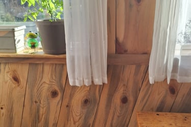 blued pine interior paneling