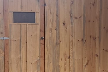 Exterior blued pine siding