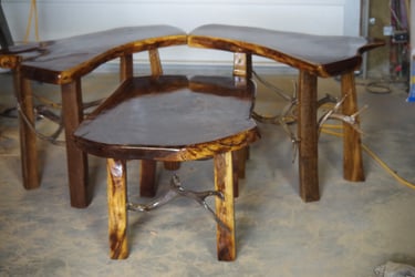 Beautiful black walnut trio with 2 end tables and a coffee table