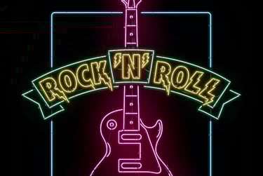 Rock'N'Roll guitar neon sign closeup