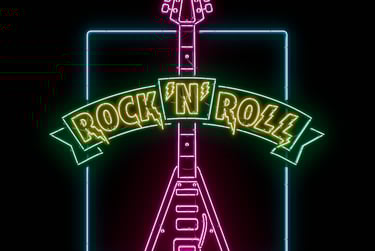 Rock'N'Roll guitar neon sign closeup