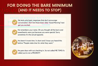 Bare minimum relationships and low dating standards - women celebrating basic decency - The Thoughtf