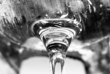 Lignes Verrières – Pied et tige d’un verre de vin vus en macro