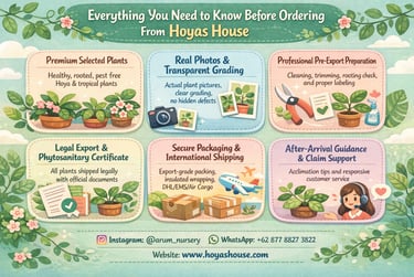 Infographic about Hoyas House Hoya plant exporter services and key benefits for international buyers