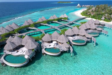 Nautilus Maldives arial view overwater villas