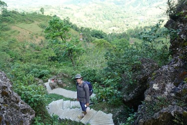 Winding stairs up to the peak