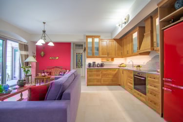 a fully equipped kitchen in a holiday villa