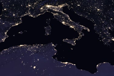 Image satellite du sud-ouest de l’Europe la nuit