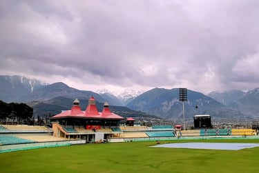 Dharamshala cricket stadium in Himachal Pradesh.