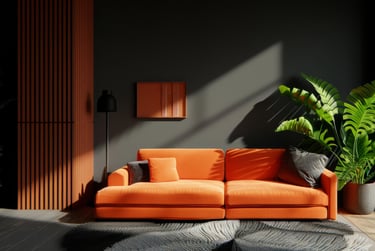 HotelArt: Μίνιμαλ Πορτοκαλί Καναπές Δωματίου - Ξενοδοχειακός Εξοπλισμός Έπιπλα Μίνιμαλ