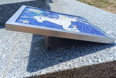 Plaque colorée, personnaliée pour topmbe, original, à poser, mosaique, vitraux, émaux