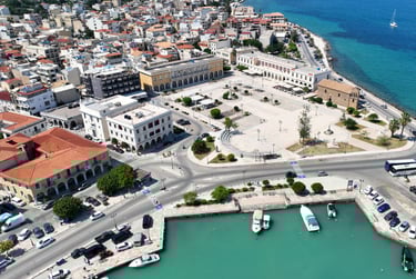 Main square of Zakythnos Dionisio's Solomos walkable distance from Villa Galanoussa