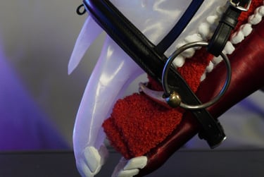 a horse's mouth with a toothbrush and a toothbrush