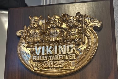 a custom award plaque for a viking themed bully show