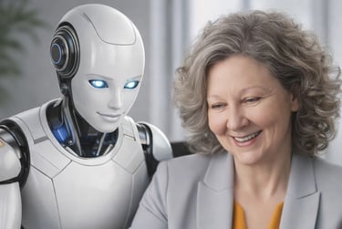 Business owner working with an AI assistant to streamline workflows and automations.