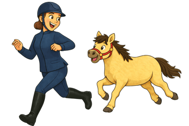 Cartoon Illustration Pancake und Ponytante spielen fangen