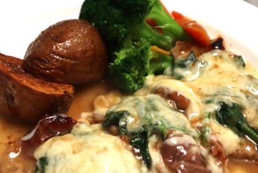 Veal Saltimbocca With Side Of Potatoes And Broccoli