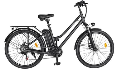 a black and white bicycle with a black and yellow bicycle