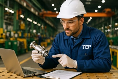 a man in a hard hat and gloves holding a camera