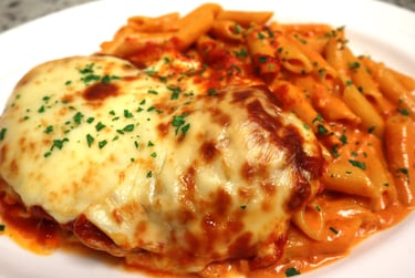 Chicken Parmigiana With Side Of Penne Vodka