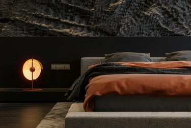 HotelArt: Μίνιμαλ Υφασμάτινο Κρεβάτι - Black & Orange - Ξενοδοχειακός Εξοπλισμός Υφασμάτινα Κρεβάτια