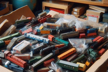 Box of model trains for donation