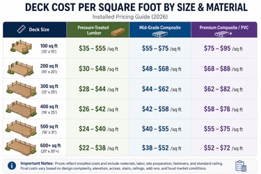 Deck cost per square foot guide Apex NC