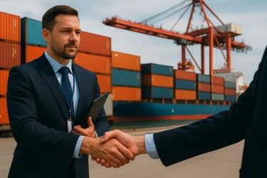 a man in a suit and tie is shaking hands