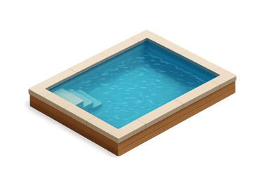 a pool with a bench and a chair