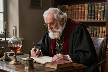 A Scholar at a desk writing