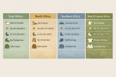 africa travel packing climate comparison infographic by region