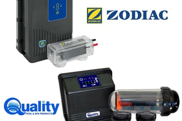 Zodiac Ei Classic salt water chlorinator and Quality pool salt chlorination system kits.