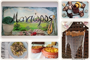 Traditional restaurant Manioros in Arkalochori, Crete, serving authentic local cuisine.