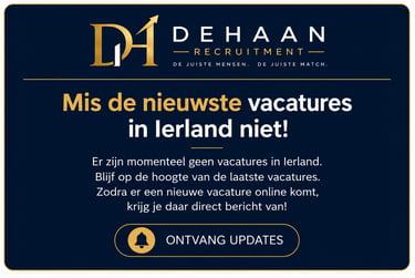 Dehaan Recruitment notification for job vacancies in Ireland with an update subscription button.